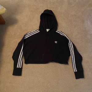 Black Cropped Adidas Hoodie - S